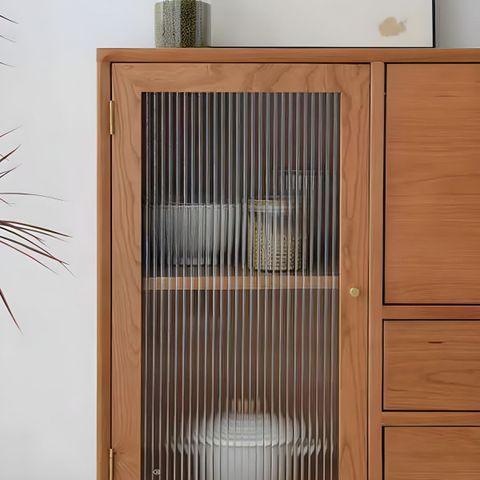Modern Wooden Sideboard Table Brown 2-Drawer Buffet Server For Home - 59&Quot;L X 16&Quot;W X 37&Quot;H Wicker ... in Lincoln Square Contemporary 2 Drawer Buffet Server